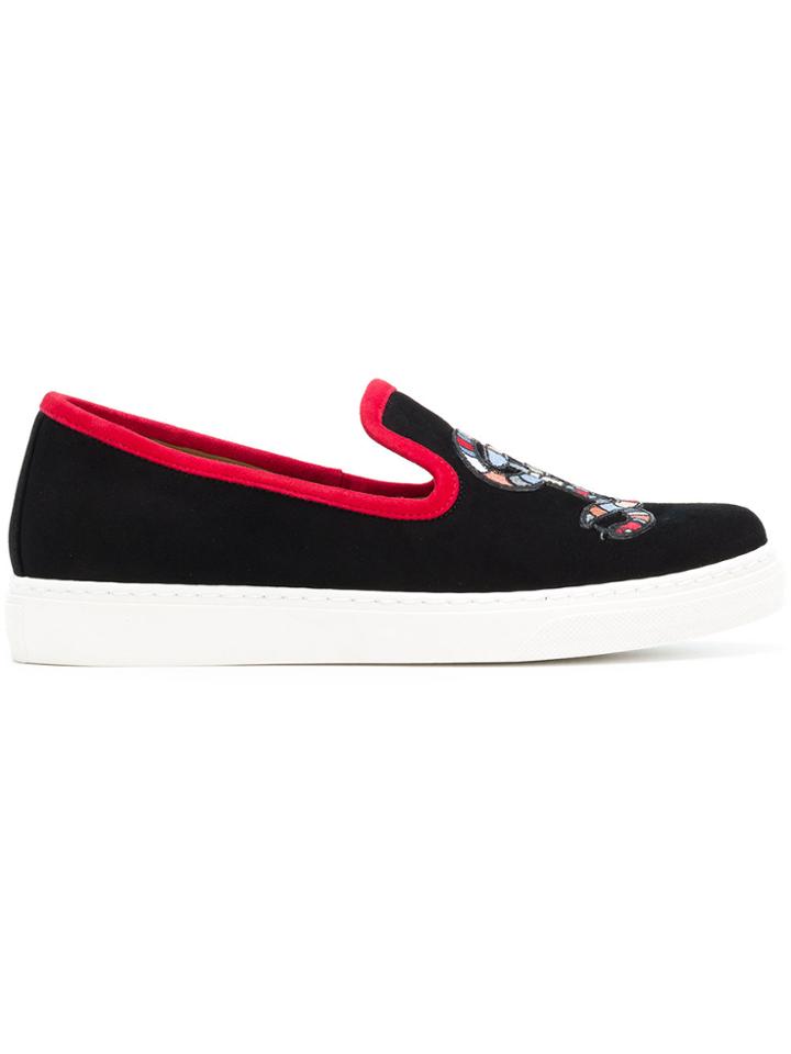 Sonia Rykiel Snake Patch Slip On Sneakers - Black