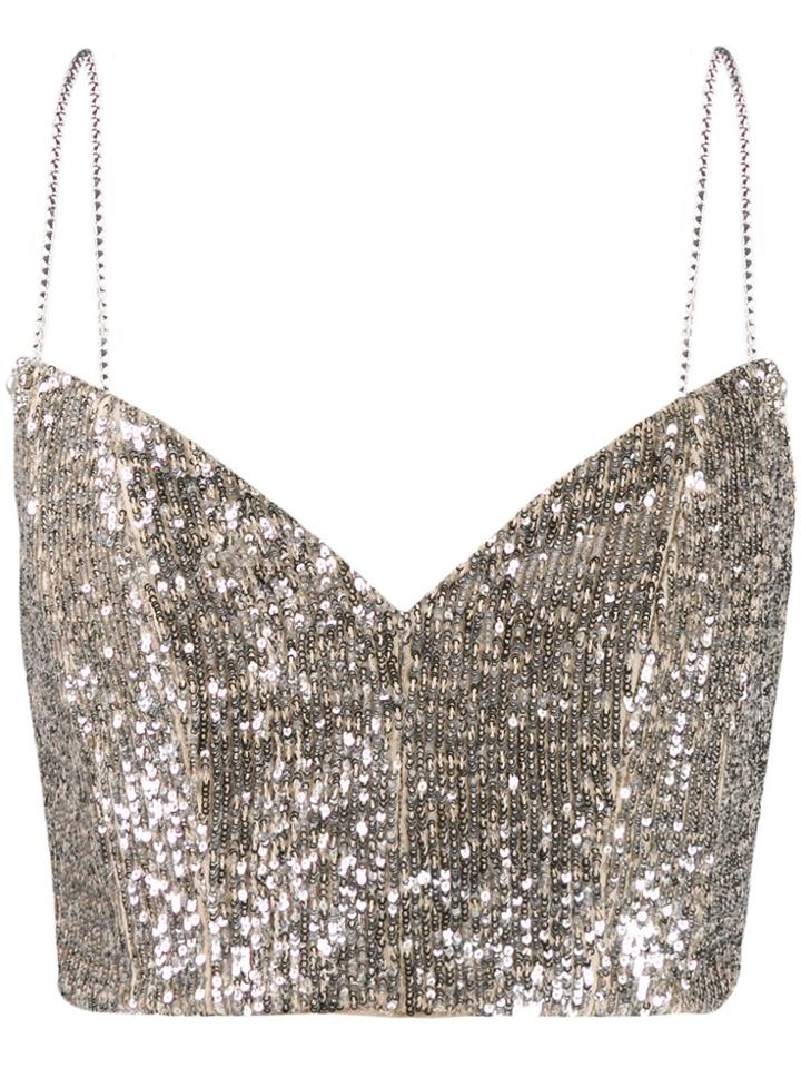 Magda Butrym Beagle Sequin Cropped Top - Silver