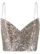 Magda Butrym Beagle Sequin Cropped Top - Silver