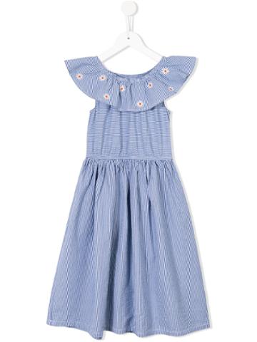 Margherita Kids - Striped And Floral Dress - Kids - Cotton - 5 Yrs, Blue