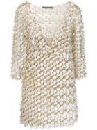 Alberta Ferretti Textured Honeycomb Cutout Dress - Nude & Neutrals