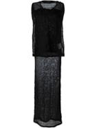 Junya Watanabe Comme Des Garçons Sheer Knit Maxi Dress, Women's, Size: Medium, Black, Cotton/nylon