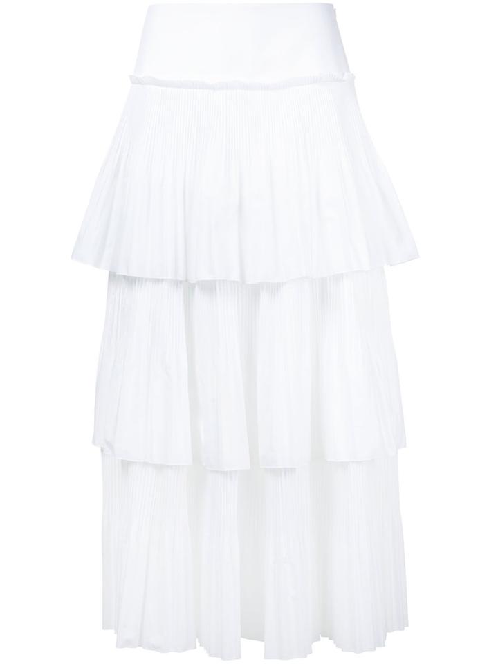 Alberta Ferretti - High-rise Layered Midi Skirt - Women - Cotton/polyester - 42, White, Cotton/polyester