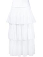 Alberta Ferretti - High-rise Layered Midi Skirt - Women - Cotton/polyester - 42, White, Cotton/polyester