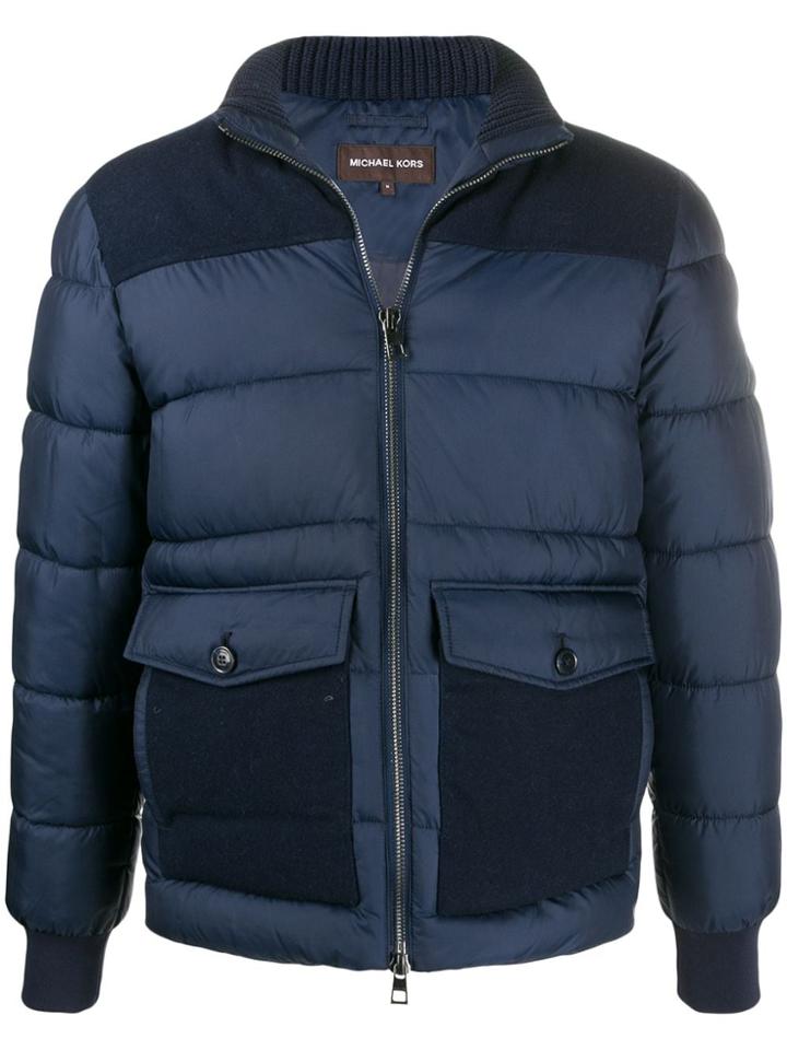 Michael Kors Tonal Panelled Puffer Jacket - Blue