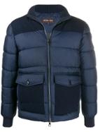 Michael Kors Tonal Panelled Puffer Jacket - Blue