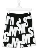 Msgm Kids Logo Print Shorts - Black