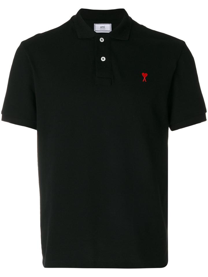 Ami Alexandre Mattiussi Ami De Coeur Short Sleeved Polo Shirt - Black