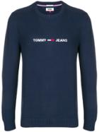 Tommy Jeans Logo Embroidered Sweater - Blue