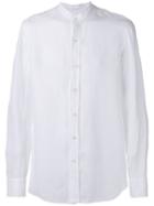 Salvatore Piccolo Mandarin Neck Shirt, Men's, Size: 41, White, Linen/flax