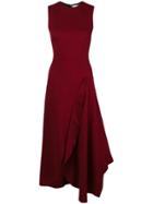 Victoria Beckham Asymmetric Ruffled Detail Dress - Red