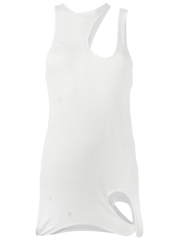 Unravel Project Distressed Cut-out Tank, Women's, Size: Xs, White, Cotton