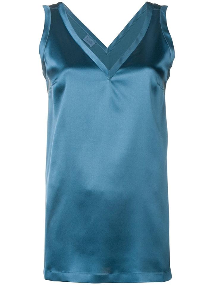 Brunello Cucinelli Satin V-neck Camisole - Blue