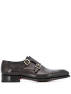 Santoni Double Buckle Pointed Toe Loafers - Grey
