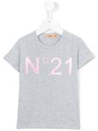 No21 Kids Logo Print T-shirt, Girl's, Size: 12 Yrs, Grey