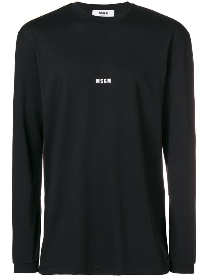 Msgm Longsleeved Logo T-shirt - Black