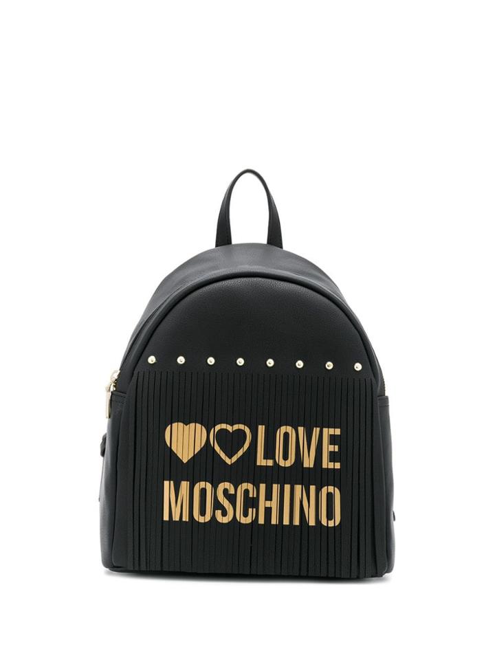 Love Moschino Logo Fringed Backpack - Black