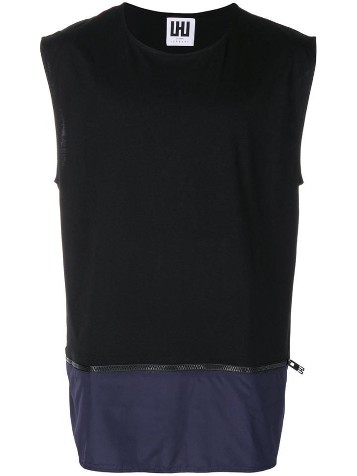 Les Hommes Urban Panelled Zip Tank - Black