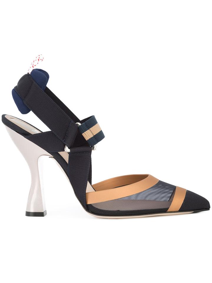 Fendi Contrast Sling-back Pumps - Black
