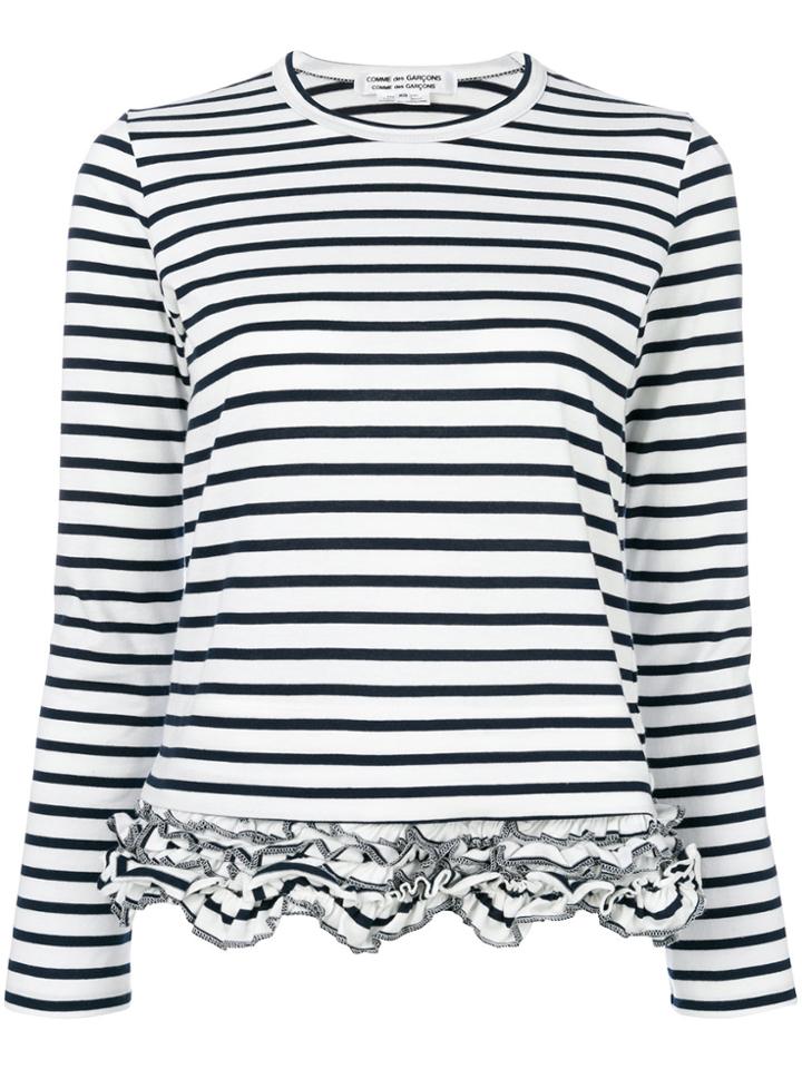 Comme Des Garçons Comme Des Garçons Ruffle Hem Striped Top - Blue