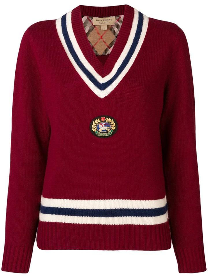 Burberry Varsity-style Jumper - Red