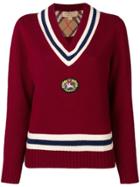 Burberry Varsity-style Jumper - Red
