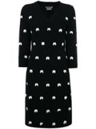 Boutique Moschino - Bow Embroidered Dress - Women - Acrylic/polyamide/polyester/water - 44, Black, Acrylic/polyamide/polyester/water