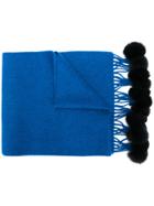 N.peal Fur-bobble Knitted Scarf - Blue