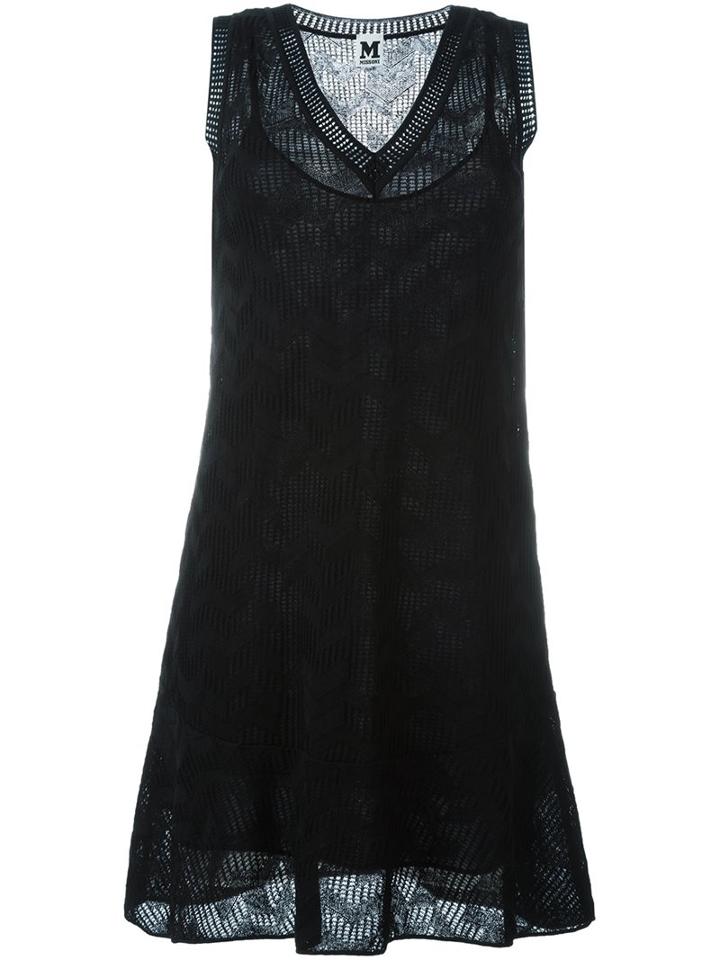 M Missoni V-neck Knit Dress, Women's, Size: 42, Black, Cotton/acrylic/polyamide/wool