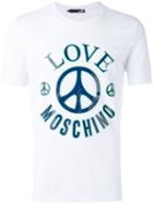 Love Moschino Logo Print T-shirt, Men's, Size: Xl, White, Cotton/spandex/elastane