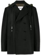Msgm Double Breasted Hoodie Coat - Black