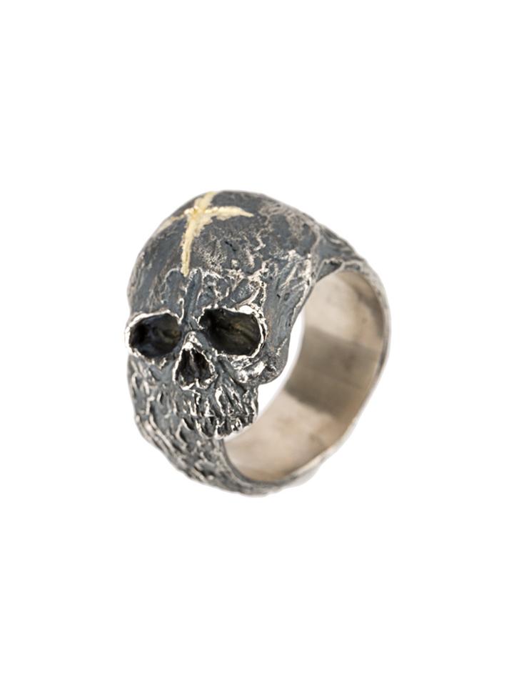 Tobias Wistisen Cross & Skull Ring - Metallic