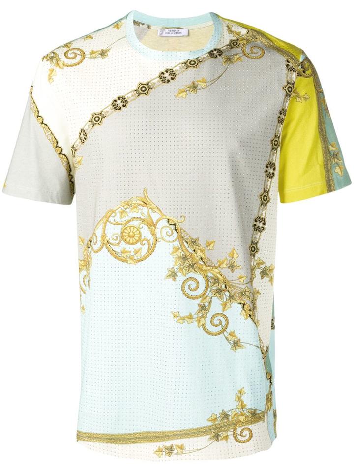 Versace Collection Golden Leaf Print T-shirt - Green