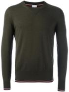 Moncler Gamme Bleu Crew Neck Fine Knit Jumper, Men's, Size: Small, Green, Virgin Wool