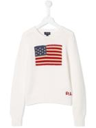 Ralph Lauren Kids Teen American Flag Jumper - White