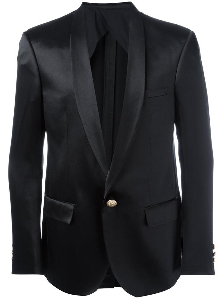 Balmain One-button Blazer, Men's, Size: 52, Black, Silk