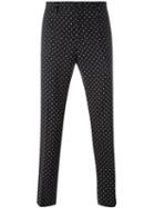 Dolce & Gabbana Polka Dot Print Trousers, Men's, Size: 46, Black, Virgin Wool/viscose