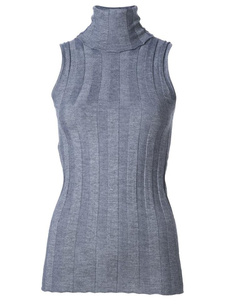 Derek Lam Elle Ribbed Sleeveless Turtleneck - Grey