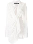 Jacquemus Twist Drape Front Shirt Dress - White