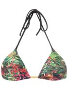 Lygia & Nanny Floral Print Triangle Bikini Top, Women's, Size: G, Green, Polyamide/spandex/elastane