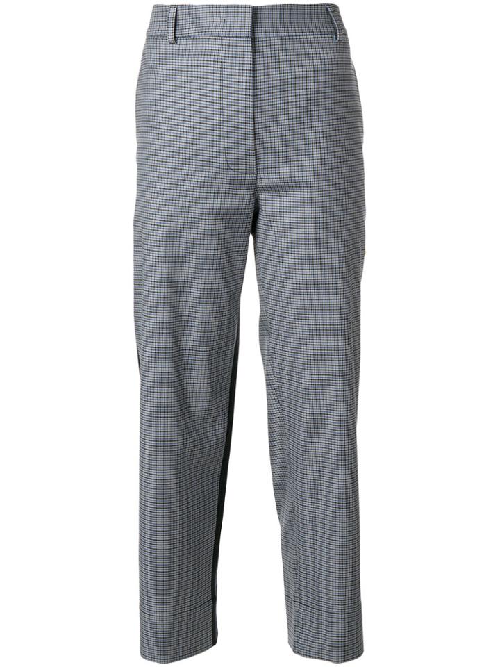 Cédric Charlier Micro Checked Cropped Pants - Blue