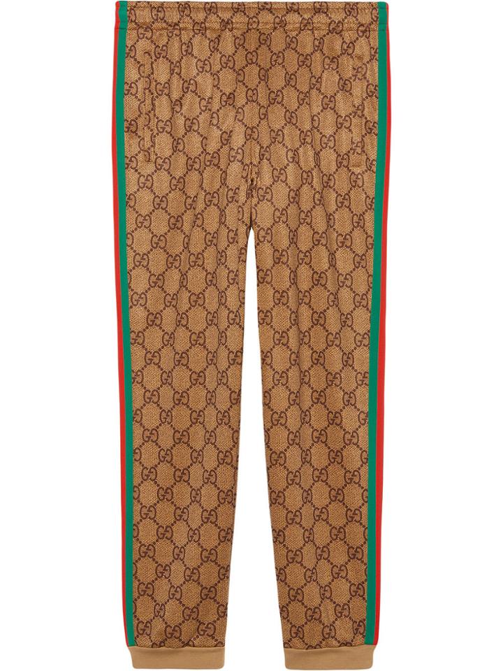 Gucci Gg Technical Jersey Jogging Pants - Brown