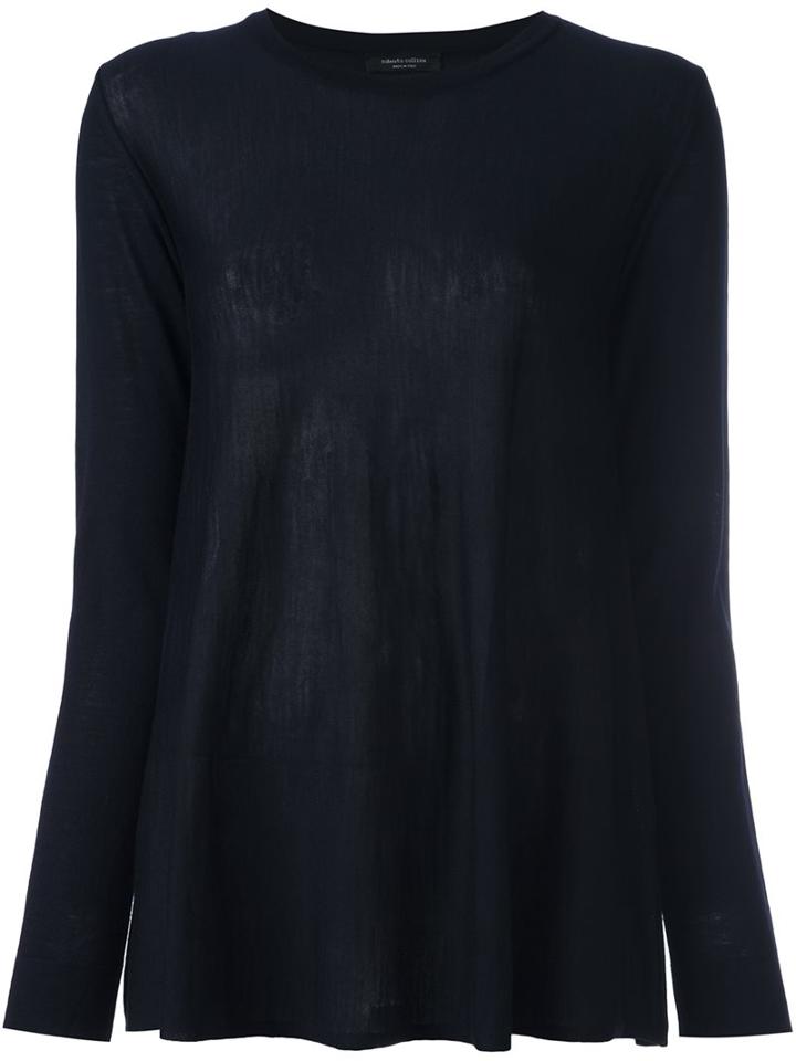 Roberto Collina Round Neck Jumper, Women's, Size: Large, Blue, Merino