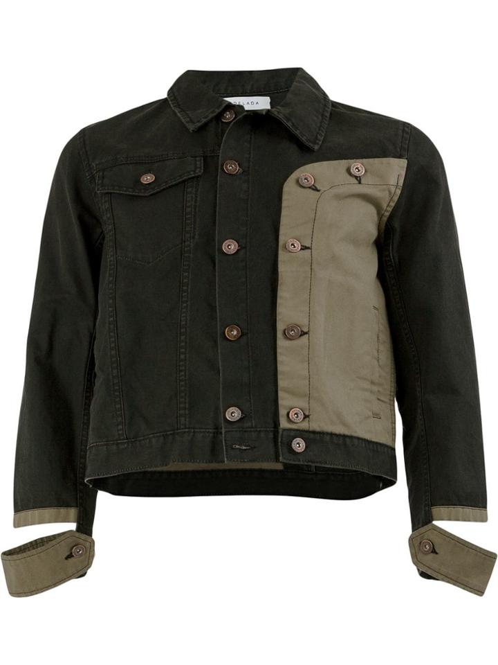Delada Contrast Panel Denim Jacket - Black