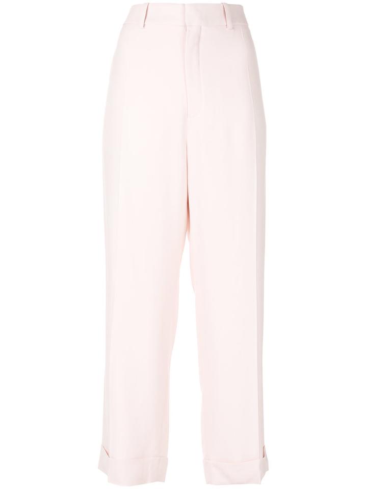 Chloé - Cropped Tailored Trousers - Women - Acetate/viscose - 38, Pink/purple, Acetate/viscose