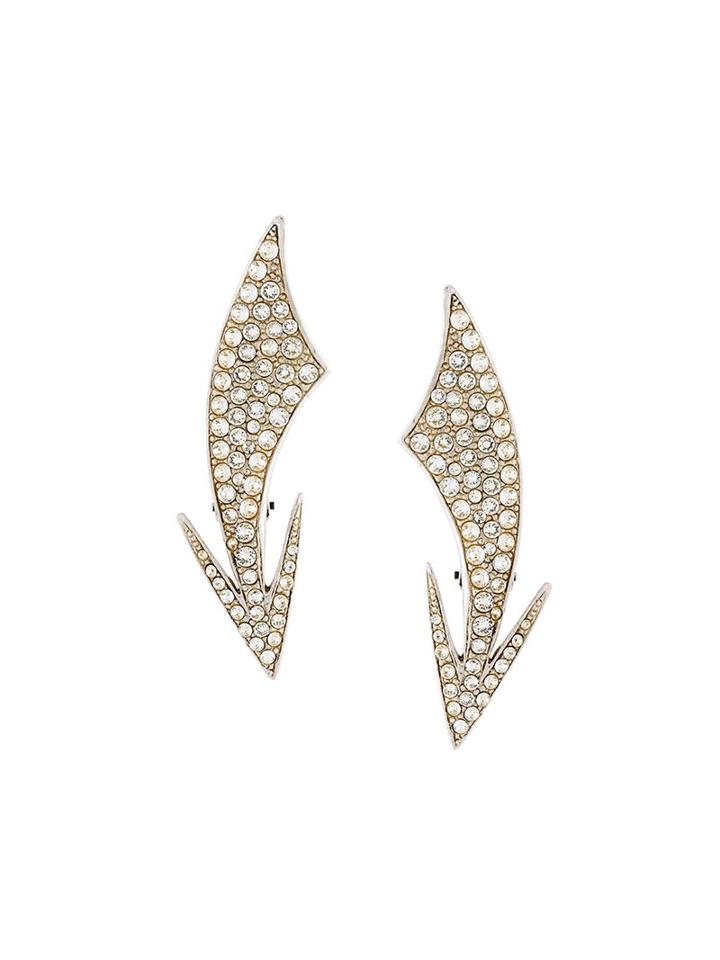 Saint Laurent Cocktail Arrow Earrings, Women's, White