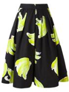 Msgm Print Pleated Skirt, Women's, Size: 40, Black, Cotton