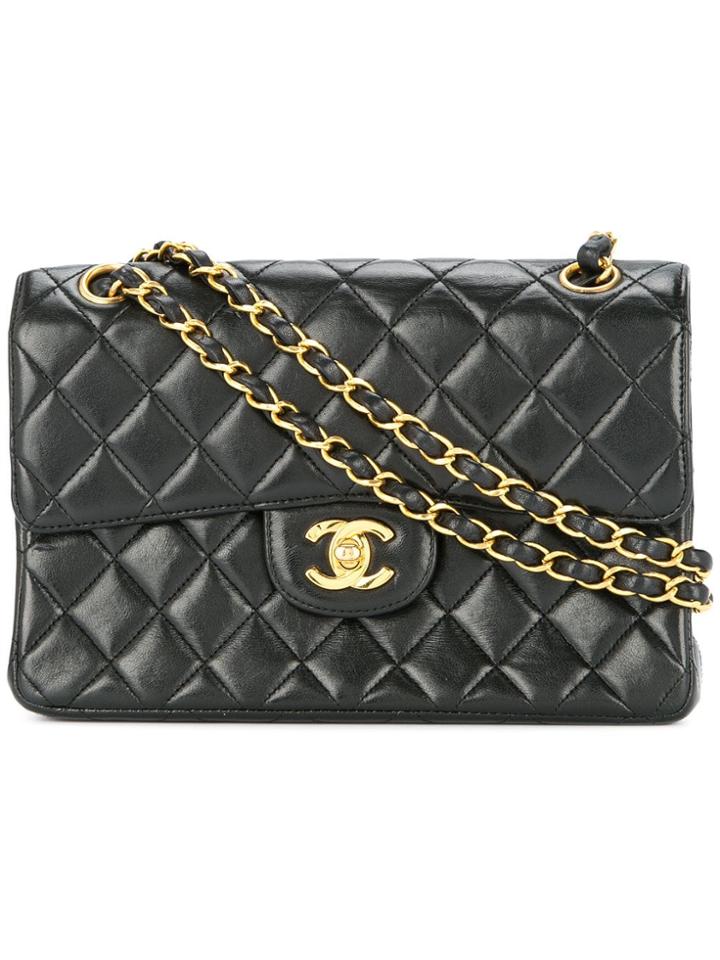 Chanel Pre-owned 1996-1997 Double Flap Chain Shoulder Bag - Black