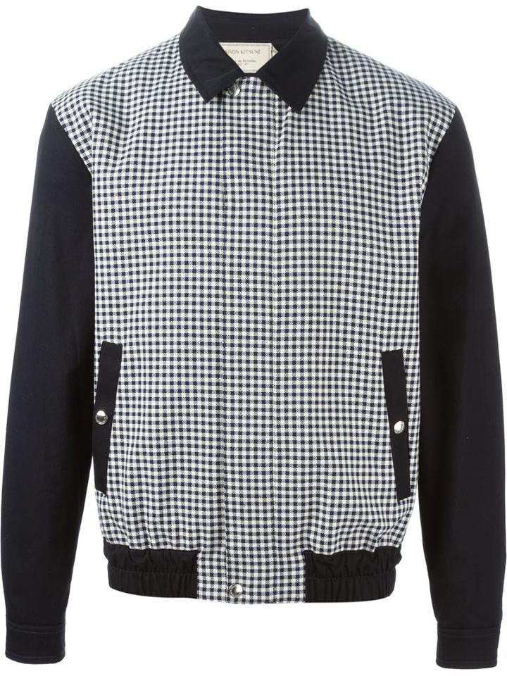 Maison Kitsune Checked Bomber Jacket