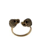 Alexander Mcqueen Crystal Embellished Skull Ring - Gold